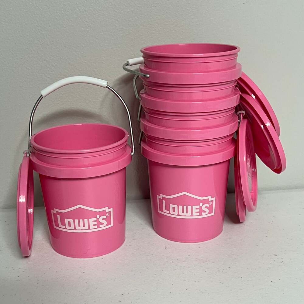 5 Lowe's Limited Edition Viral Mini Pink Bucket with Lid 0.5 Quart